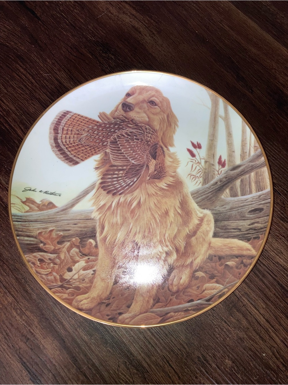 John a ruthman Decorative Golden Retriever Collector Plate